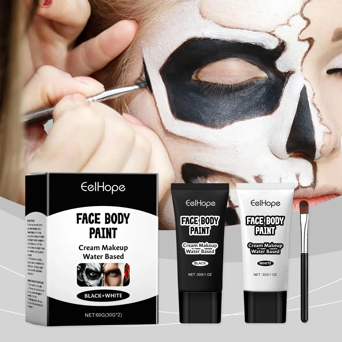 Halloween Face & Body Paint Set White & Black | Eelhope Face & Body Paint QXL