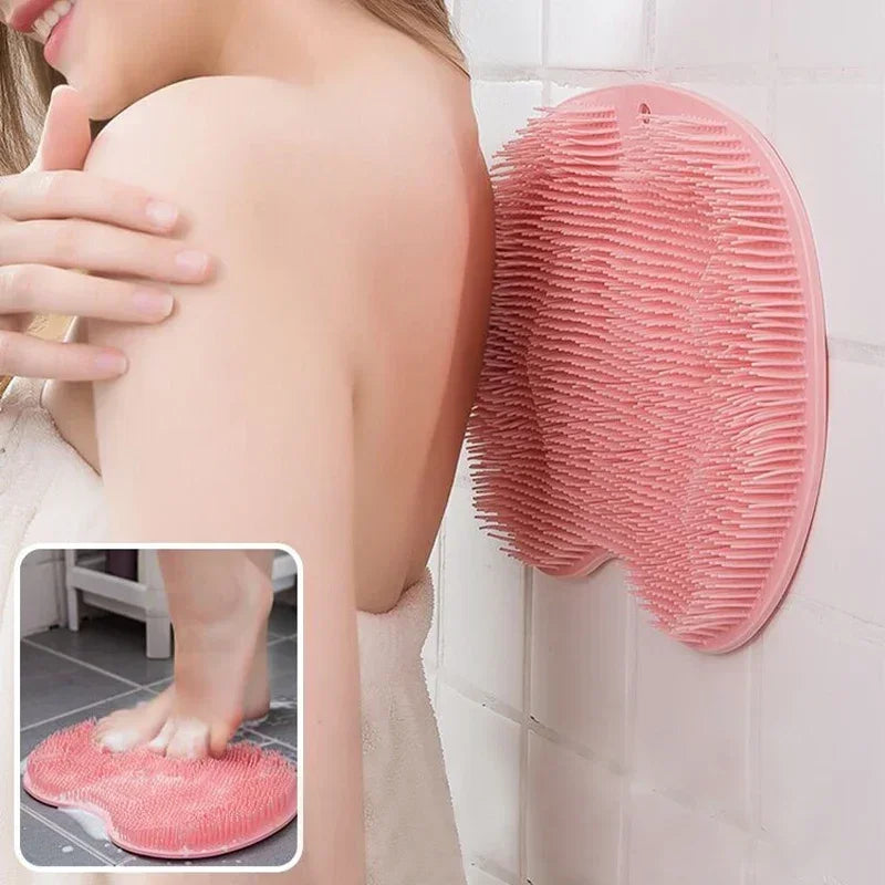 2-in-1 Bath Brush – Back Scrubber & Foot File | Rubber Bath Brush & Foot File QXL