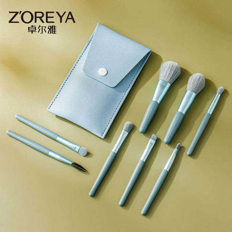 Zoreya 8-Piece Portable Mini Makeup Brush Set | Morandi Makeup Brush Set QXL