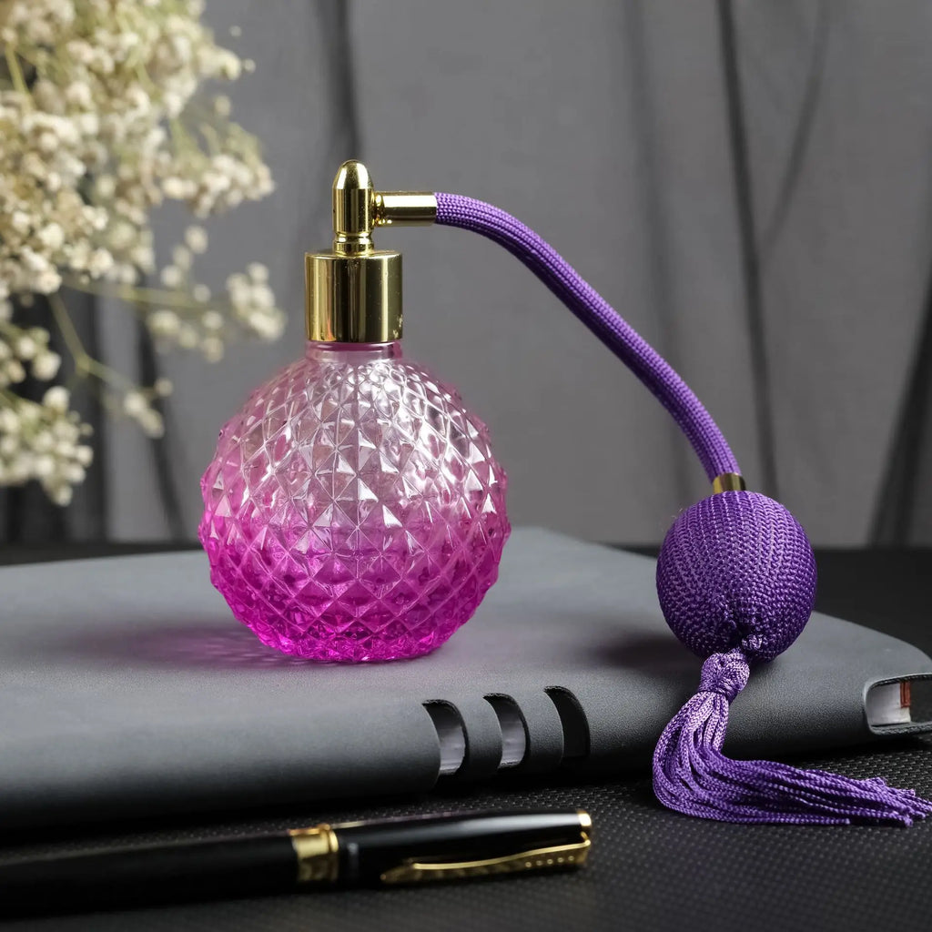 100ml Crystal Vintage Glass Perfume Bottle | Gold Spray Atomizer Perfume Atomizer Bottle QXL PURPLE