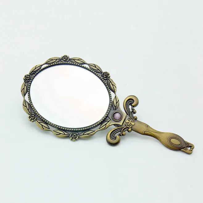Vintage Metal Handheld Makeup Mirror | Folding Compact Handheld Makeup Mirror QXL