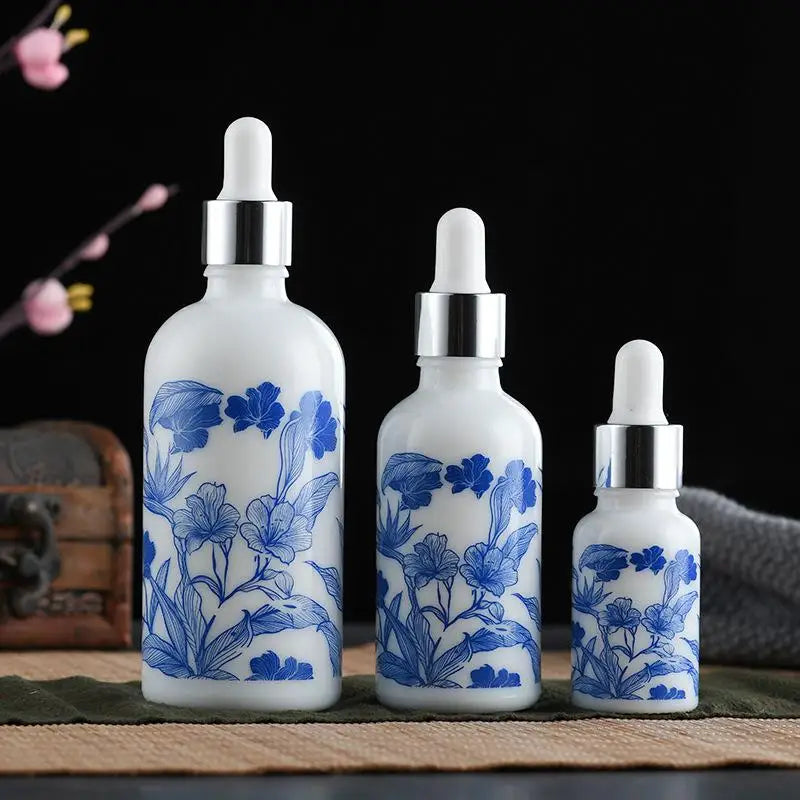 Ceramic Blue & White Porcelain Essential Oil Dropper Bottles Essential Oil Dropper Bottle QXL
