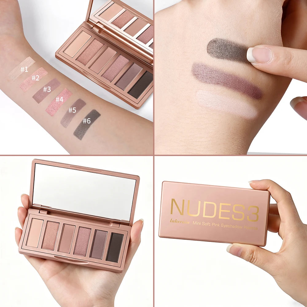 6-Color Nude Eyeshadow Palette – Matte & Shimmer Blendable Eyeshadow Palette QXL