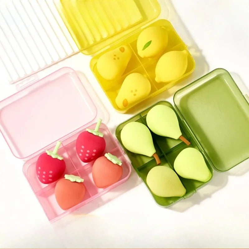 4-Pack Fruit Makeup Sponges | Wet & Dry Foundation Blender Set Makeup Sponge Set QXL