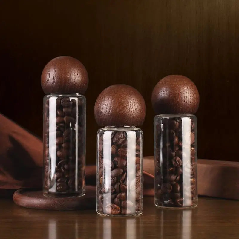 Airtight Glass Coffee Bean Storage Jars with Bamboo Lid Glass Storage Jar QXL