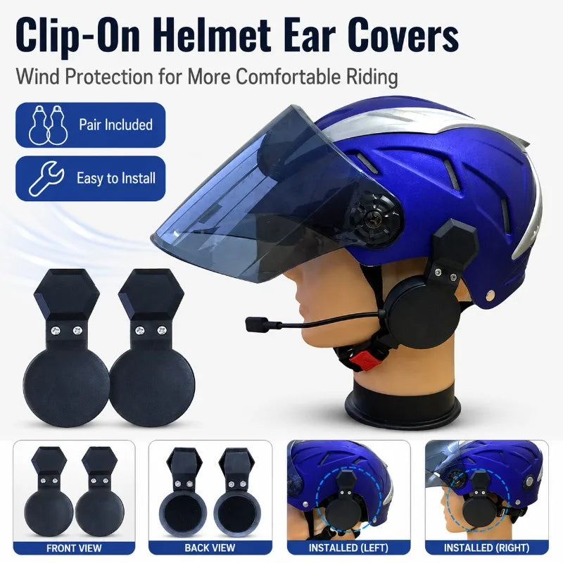 Clip-On Helmet Ear Covers | Wind Buffer for Scooter & E-Bike Helmet Ear Covers QXL