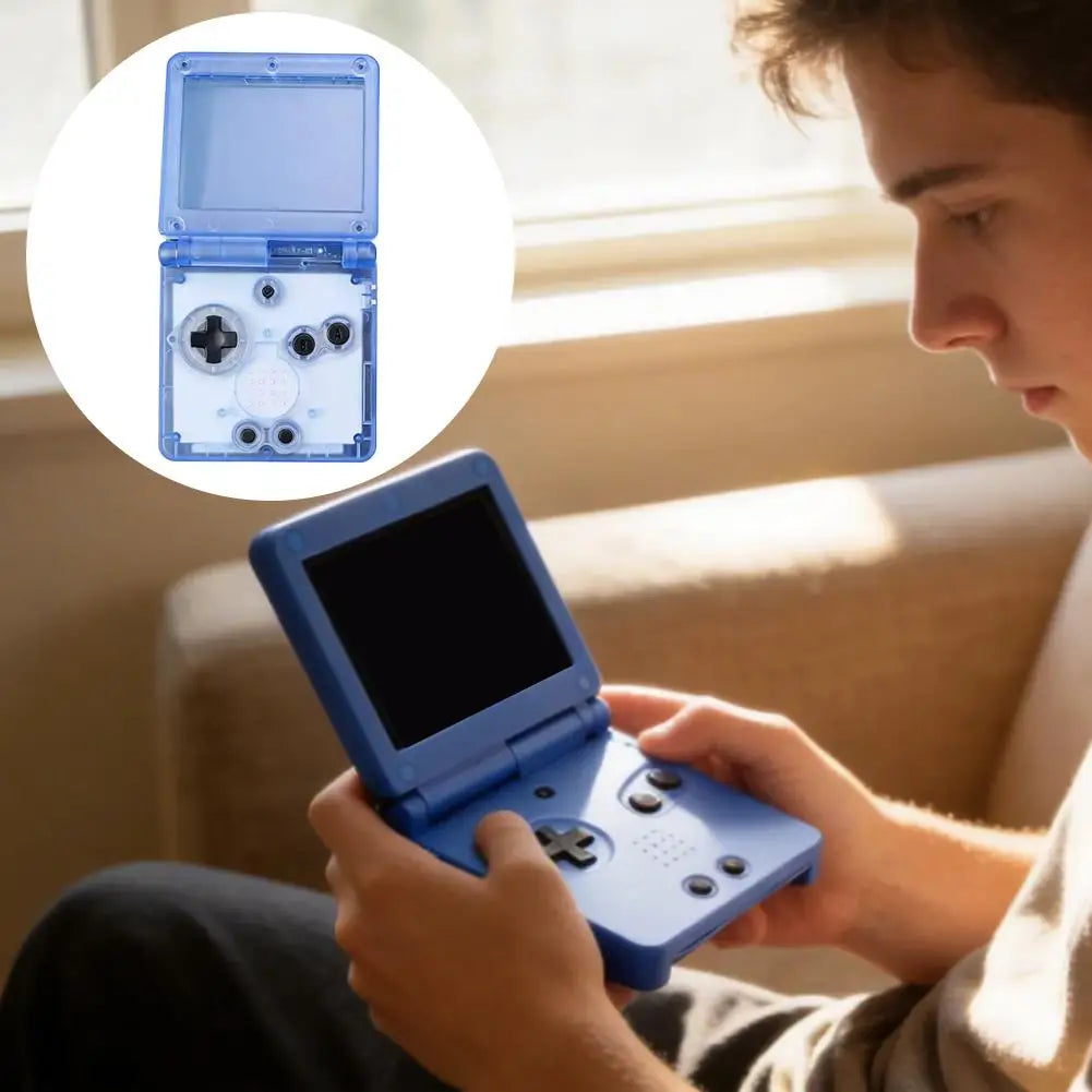 GBA SP Replacement Shell Kit | Clear ABS Case + Buttons & Screws Game Console Shell Kit QXL