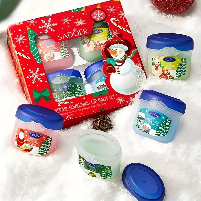 4-Piece Nourishing Lip Balm Gift Box Set | Moisturizing Lipstick Lip Balm Gift Set QXL