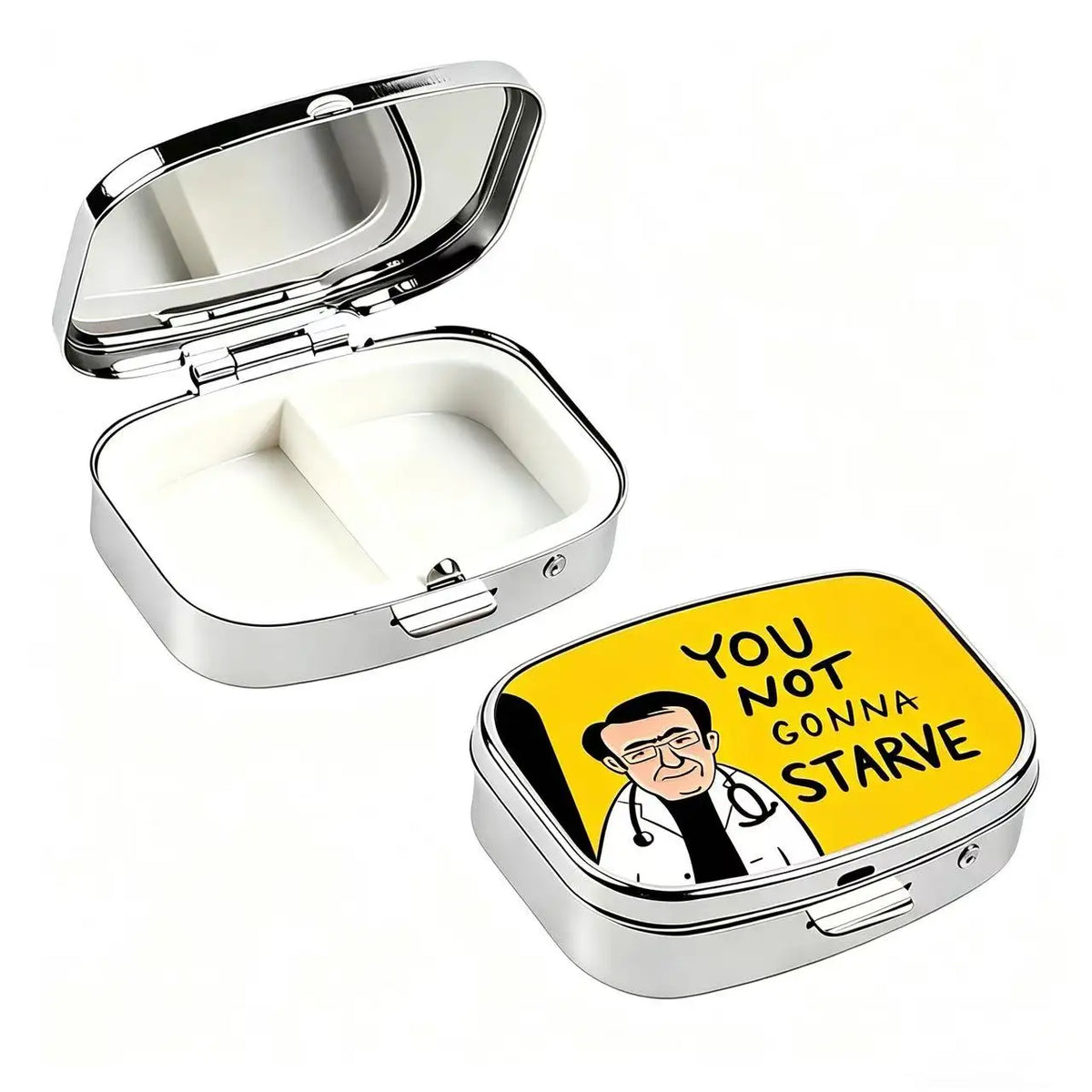 Funny Meme 2-Compartment Pill Box | Vitamins & Supplement Case Novelty Pill Case QXL