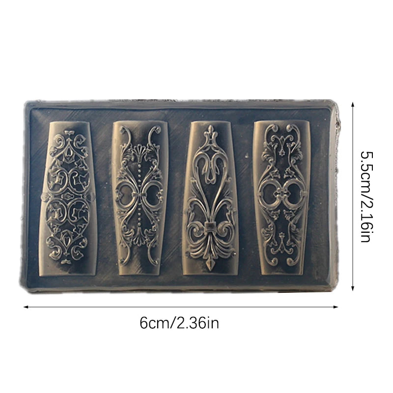 Baroque Silicone Nail Art Mold | 3D Relief Manicure Template Nail Art Mold QXL