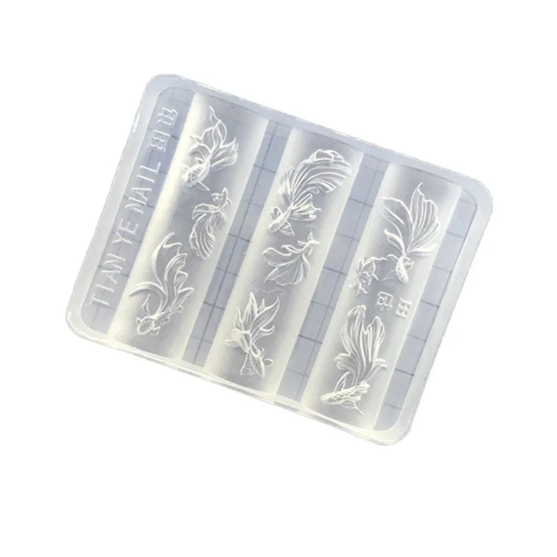 3D Lotus & Fish Silicone Nail Art Mold | DIY Carved Design Nail Art Mold QXL