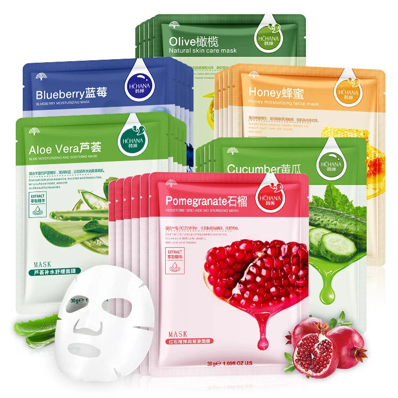 SADOER 10-Pack Korean Sheet Masks | Aloe & Plant Extract Sheet Face Mask QXL