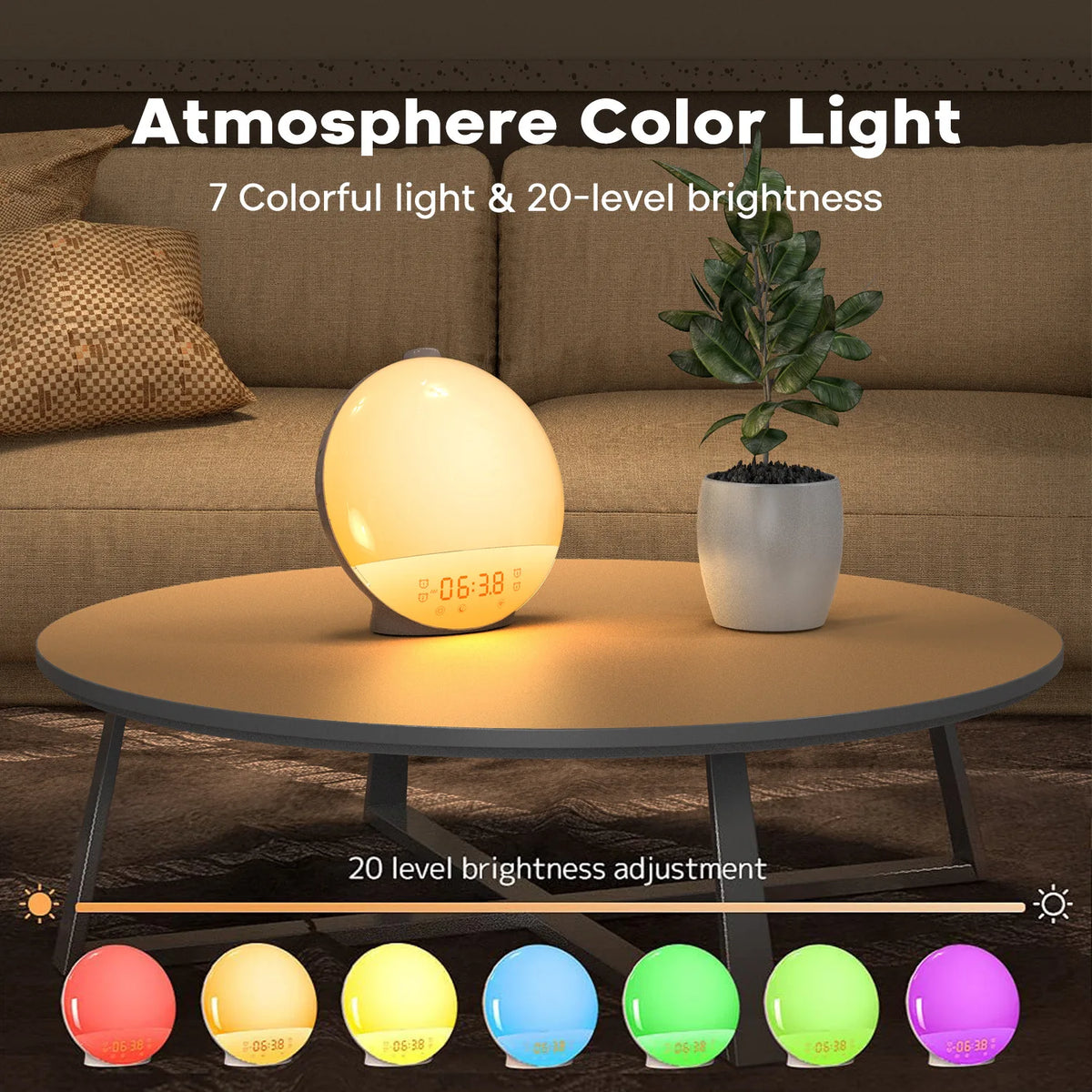 Wake Up Light Alarm Clock | RGB Night Light, FM Radio & White Noise Wake Up Light Clock QXL