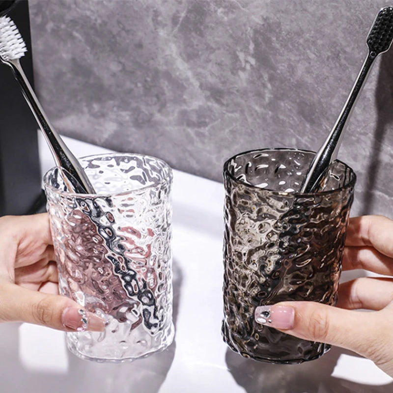 Transparent Plastic Toothbrush Cup with Handle | Bathroom Mug Bathroom Toothbrush Cup QXL