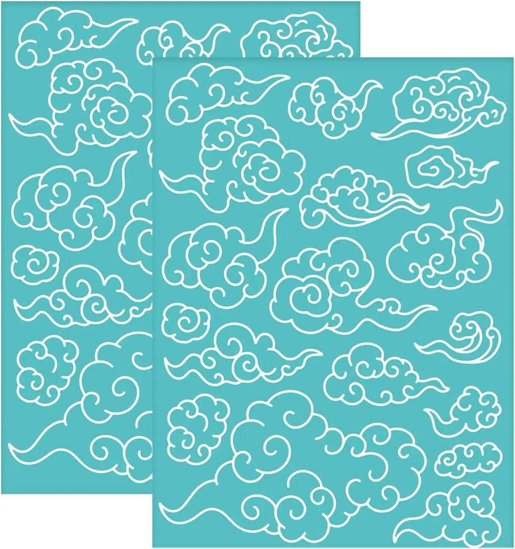 Cloud Pattern Silk Screen Stencil Self-Adhesive 2-Pack Screen Printing Stencil QXL AECH04-15003