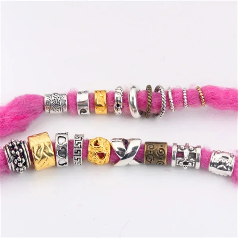 5-Pack Viking Dreadlock Beads | Gold & Silver Hair Braid Cuffs Hair Braid Cuffs QXL