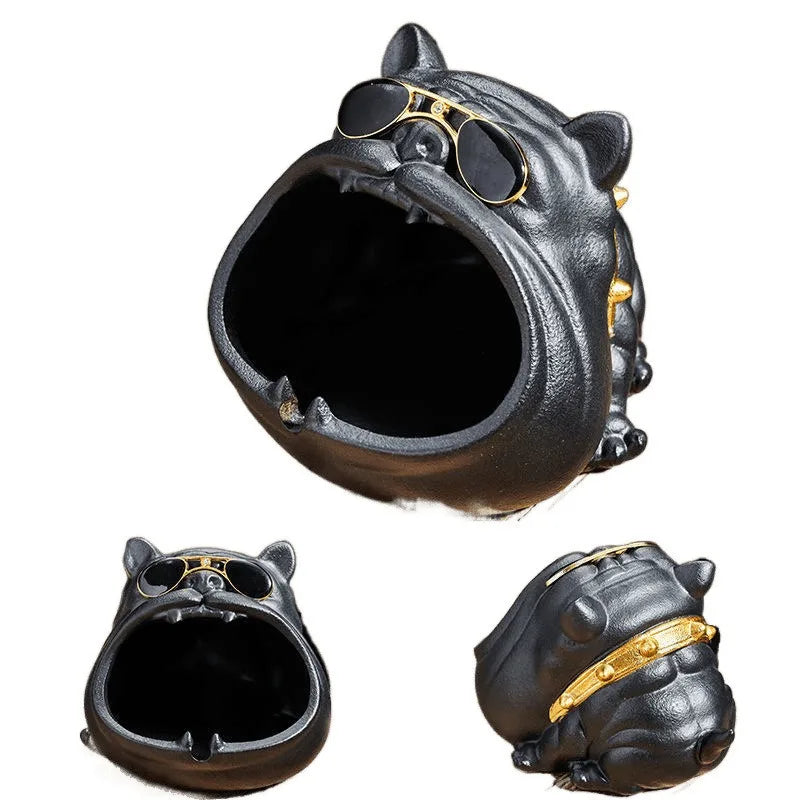 Cool Bulldog Ceramic Ashtray | Desktop Decor & Novelty Gift Decorative Ceramic Tray QXL