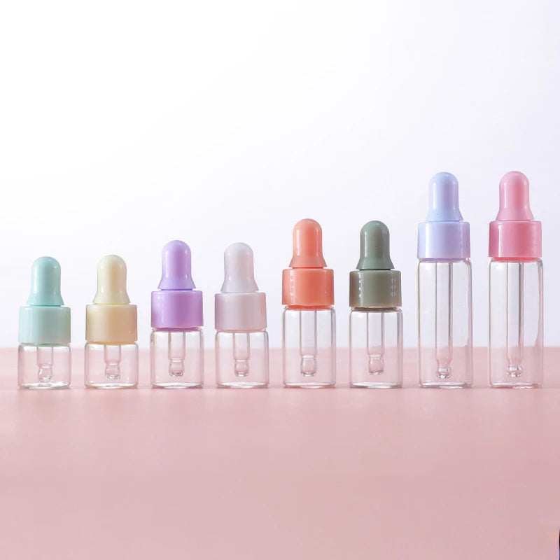 7-Pc Mini Glass Dropper Bottle Set | 1–5ml Macaron Vials Glass Dropper Bottles QXL