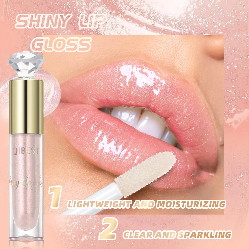 QiBest Glitter Lip Gloss | Diamond Metallic Liquid Lipstick Glitter Lip Gloss QXL