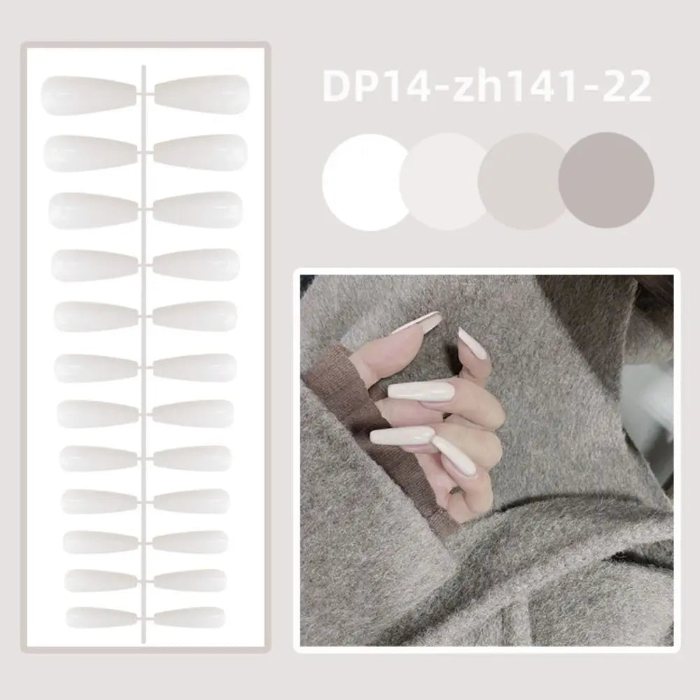 24-Pc Long Ballet Press-On Nails | Full Cover False Nail Set Press-On Nail Set QXL