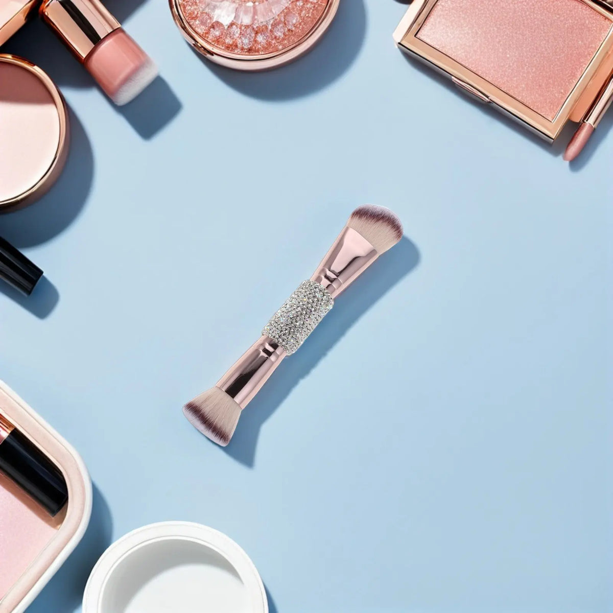 Rhinestone Dual-Ended Makeup Brush | Foundation Blush Contour Dual-Ended Makeup Brush QXL