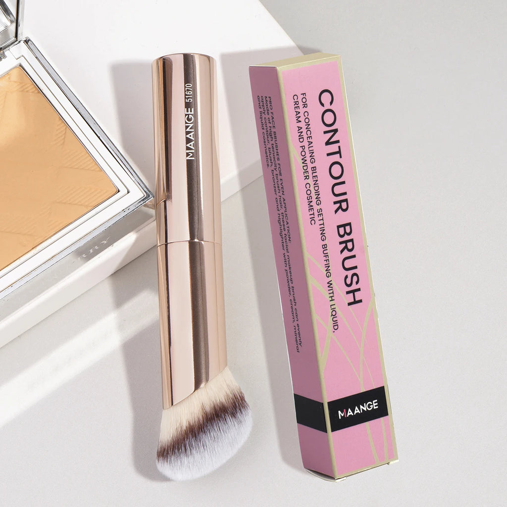 MAANGE Angled Foundation & Concealer Brush – Soft Synthetic Foundation Makeup Brush QXL Light gold