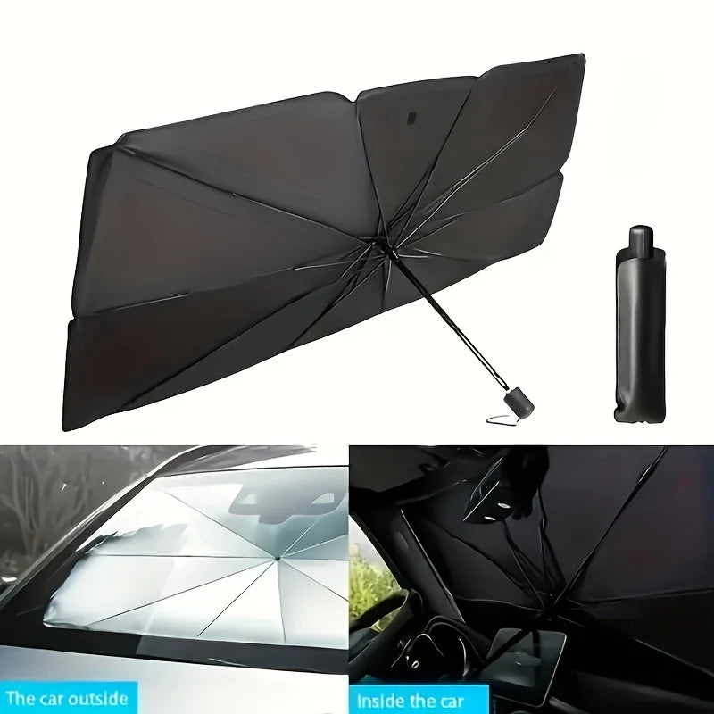 Foldable Car Sunshade Umbrella | UV & Heat Insulation Car Sunshade QXL Black