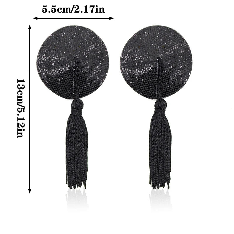 Tassel Sequin Nipple Pasties | Reusable Self-Adhesive Cover Nipple Pasties QXL