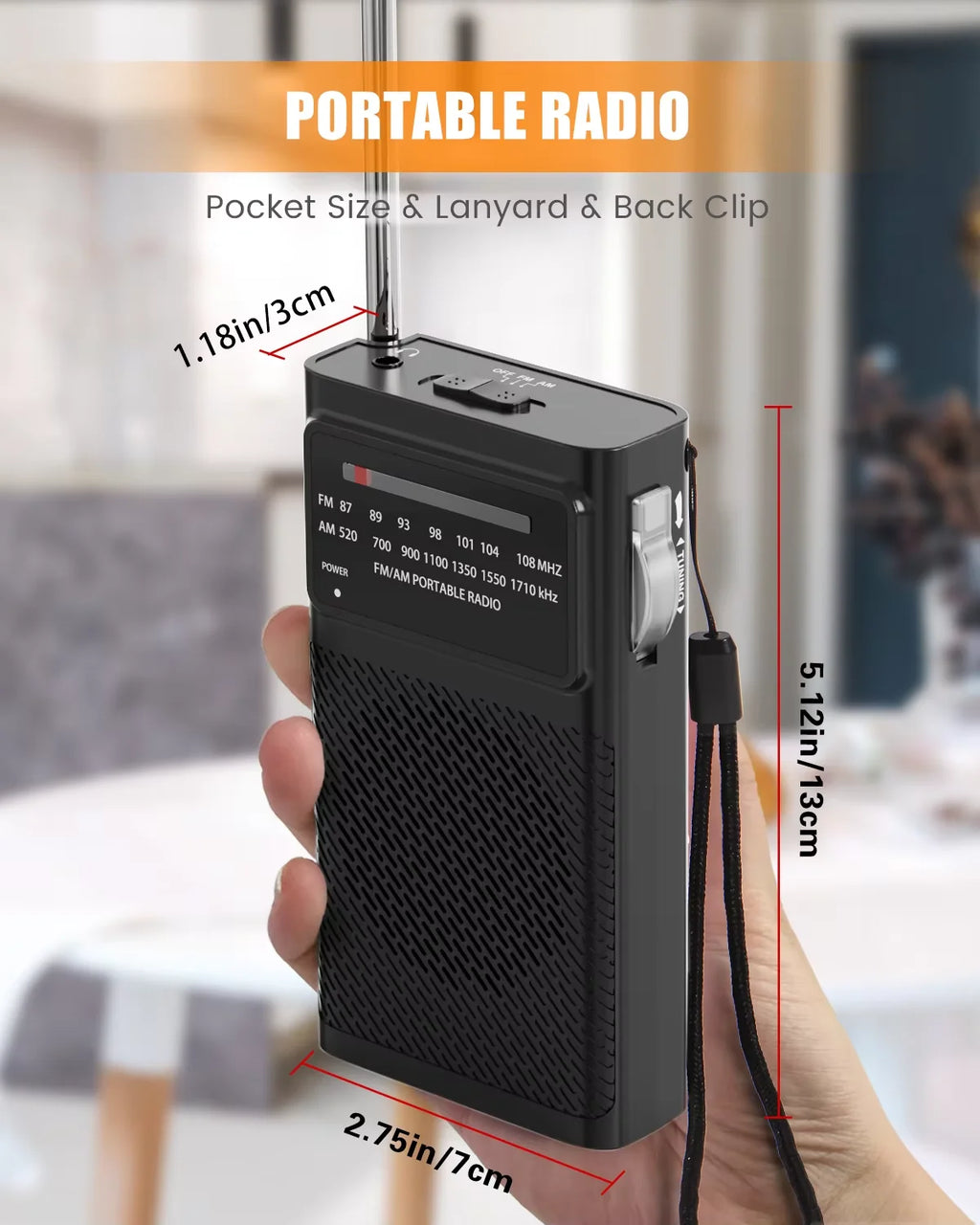 YITHOR Portable Mini AM FM Radio | Loud Speaker, AA Battery Portable AM/FM Radio QXL