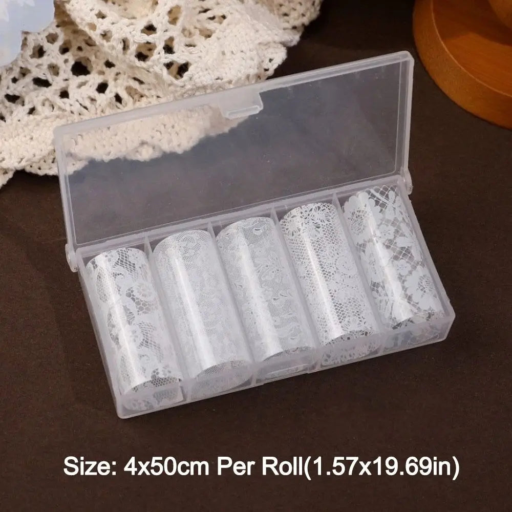 Holographic Lace Nail Foils | Black & White Sequin Nail Stickers Nail Art Foil Stickers QXL