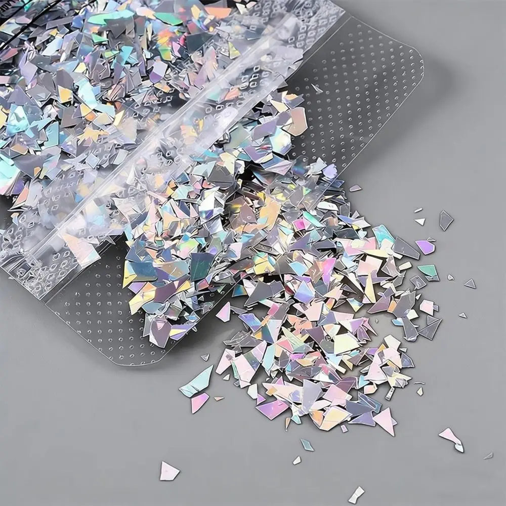 Aurora Iridescent Silver Nail Sequins & Glitter Charms Nail Art Sequins QXL