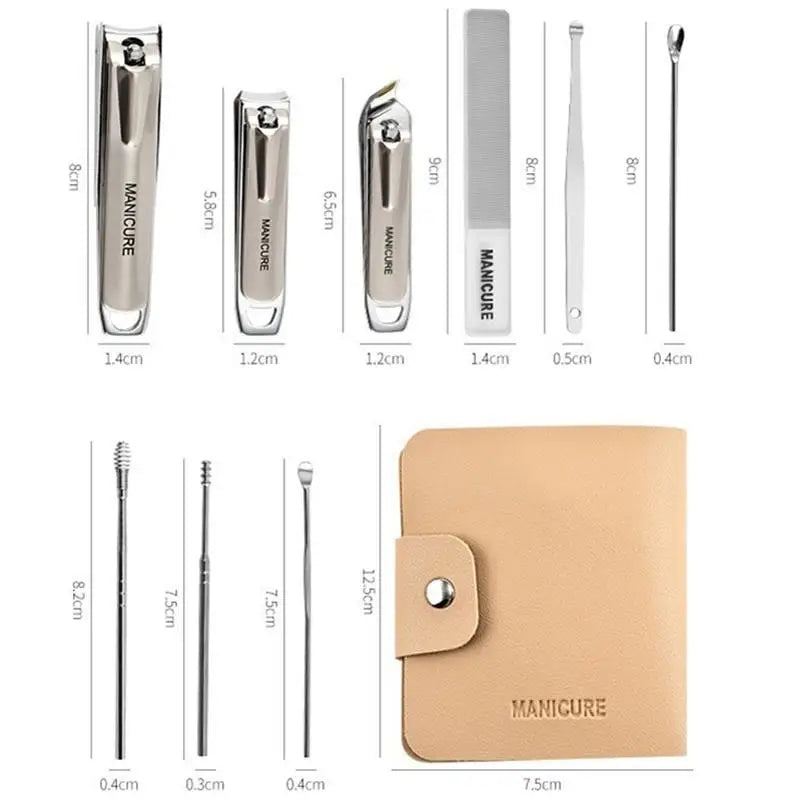 10-Piece Carbon Steel Nail Care Kit | Clippers & Manicure Set Nail Clipper Set QXL Khaki