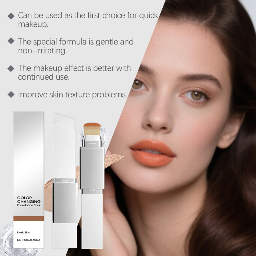 2-in-1 Color-Changing Foundation Stick with Detachable Brush Foundation Stick QXL