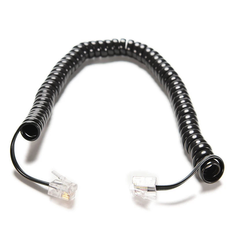 6.5FT Black Curly Coil Telephone Handset Extension Cord Telephone Handset Cord QXL 1PC