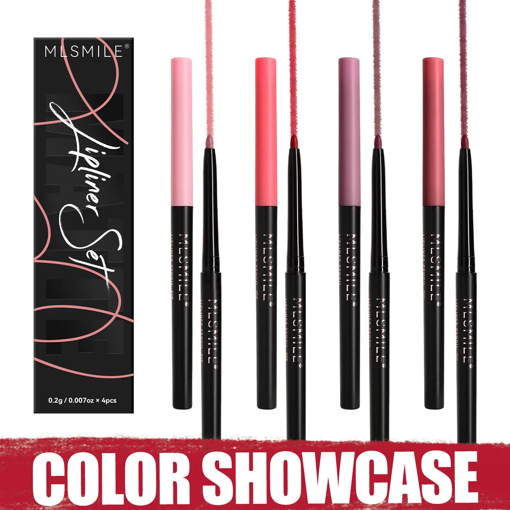 Waterproof Velvet Matte Lip Liner & Lipstick Set | 4-Piece Lip Liner Set QXL 4pcs 1set