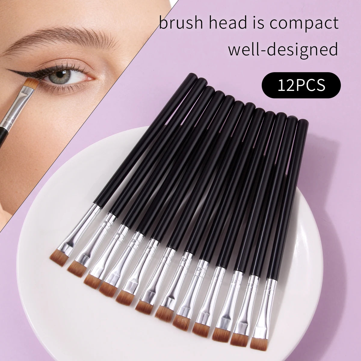 KOSSHOW 12-Pc Eye Makeup Brush Set | Eyeliner & Brow Brushes Eye Makeup Brush Set QXL black