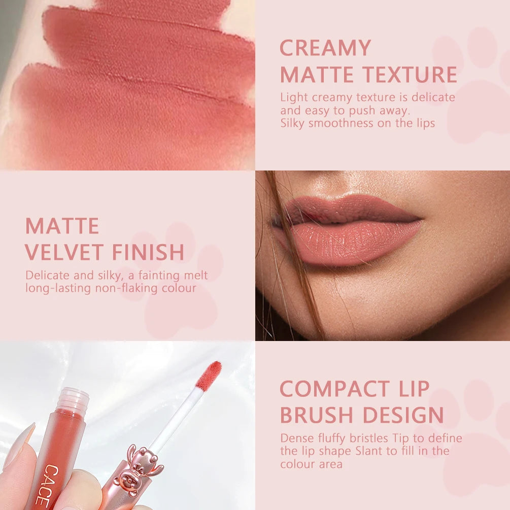 CACE 5-Color Matte Liquid Lipstick Set | Velvet Lip Gloss Kit Liquid Lipstick Set QXL