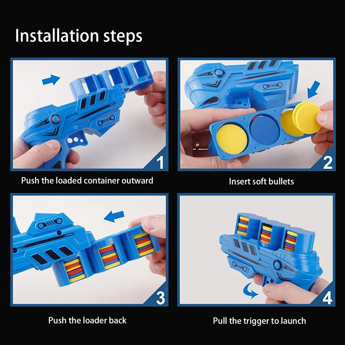 25-Round EVA Flying Disc Launcher – Kids Outdoor Toy Gun Kids Flying Disc Toy QXL