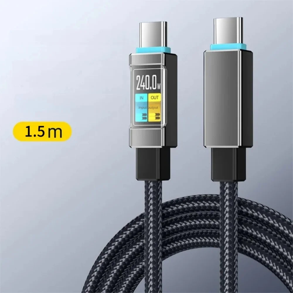 100W USB-C to USB-C Braided Fast Charging Cable E-Marker USB-C Charging Cable QXL black 1.5m