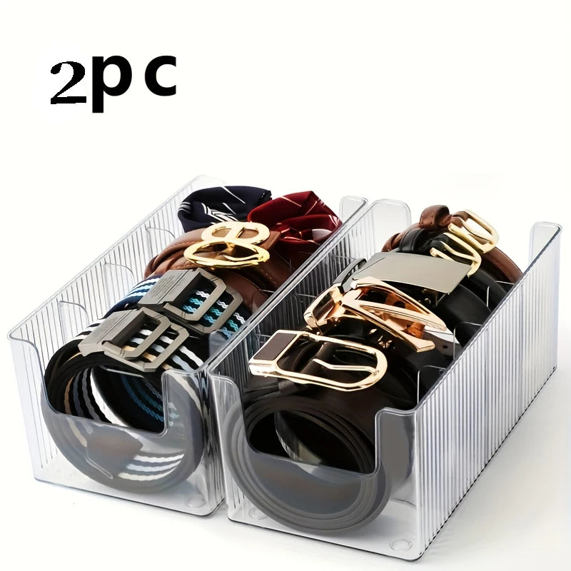 2-Pack Transparent Plastic Storage Box with Dividers Plastic Storage Box QXL 2pcs