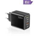 120W 5-Port USB-C Wall Charger QC 3.0 | EU US UK Plug USB Wall Charger QXL Black EU