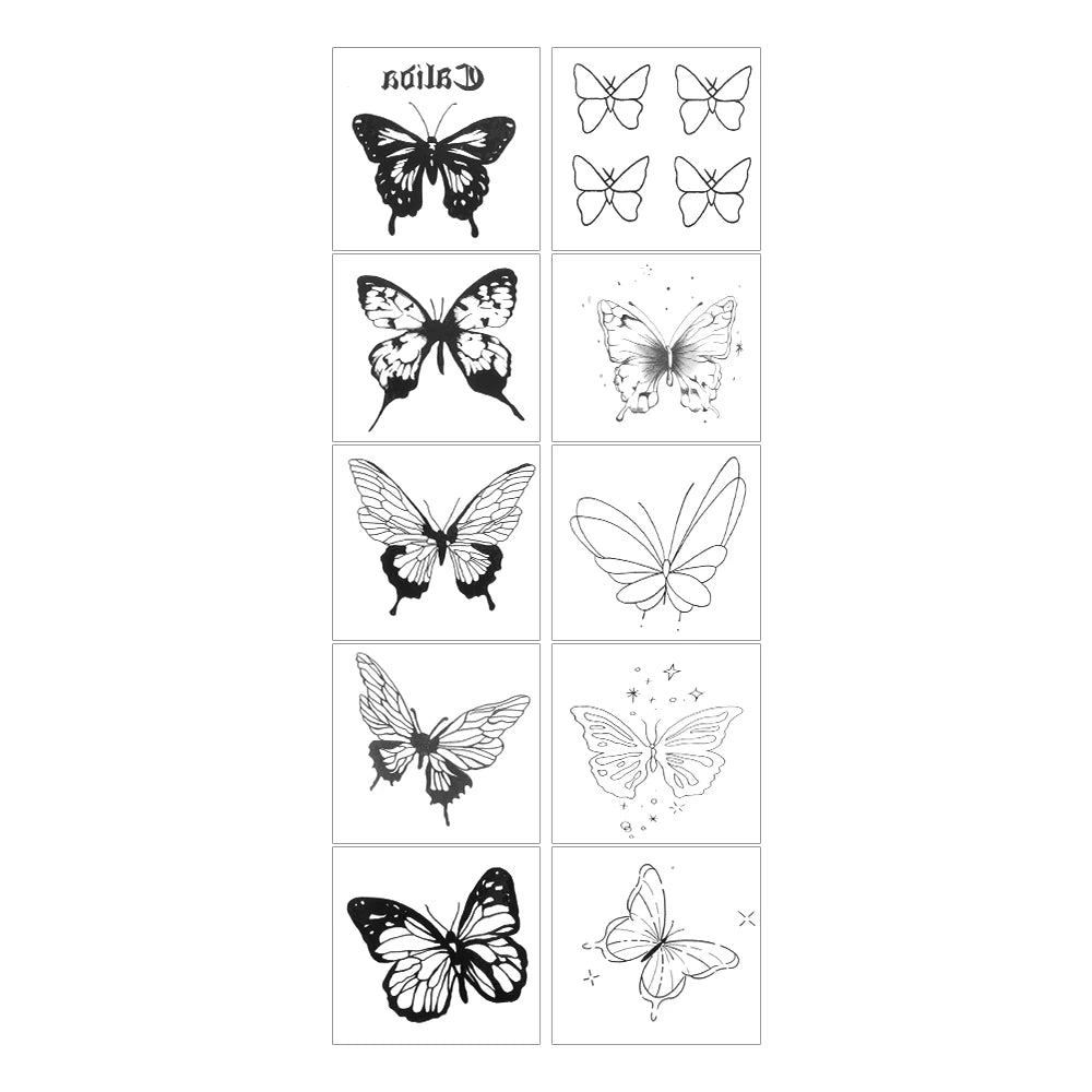 30-Pack 3D Black Butterfly Temporary Tattoos | Waterproof Temporary Tattoo Stickers QXL B