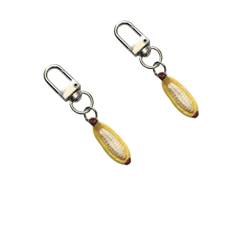 Banana Resin Keychain 2-Pack | Handmade Fruit Charm Keyring Novelty Keychain QXL D