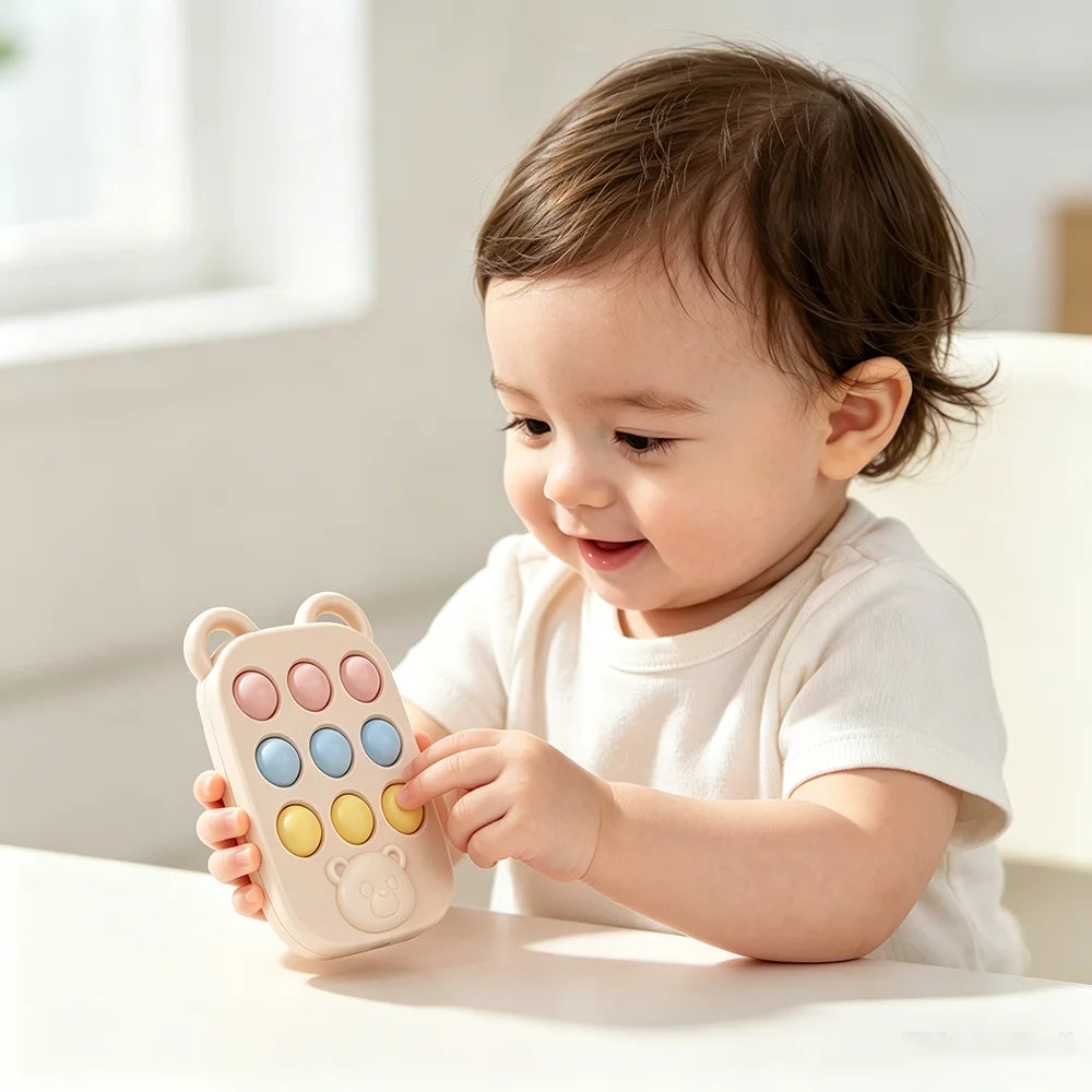 Bear Pop It Fidget Toy | 9-Button Silicone Sensory Toy for Toddlers Silicone Sensory Toy QXL