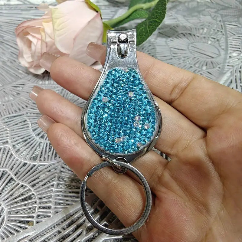 Diamond-Encrusted 2-in-1 Nail Clippers | Stainless Steel Nail Clipper QXL Lake Blue