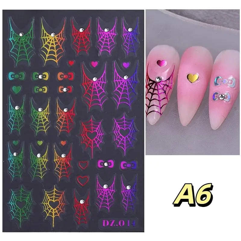 Halloween Spider Nail Stickers | Spooky Slide Decals 1–4 Pack Nail Art Stickers QXL A6