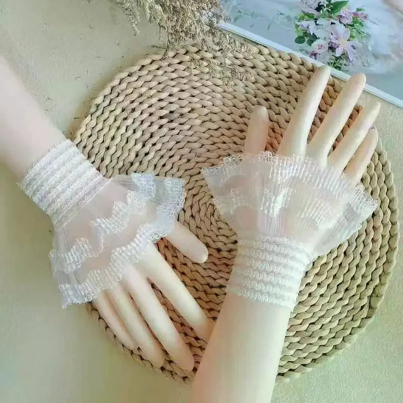 Lace Ruffle Fake Cuffs | Detachable Decorative Sleeve Cuffs Decorative Sleeve Cuffs QXL