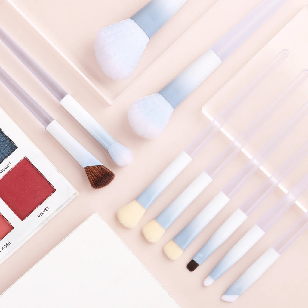 Ronshadow 10-Pc Makeup Brush Set | Transparent Handle Makeup Brush Set QXL
