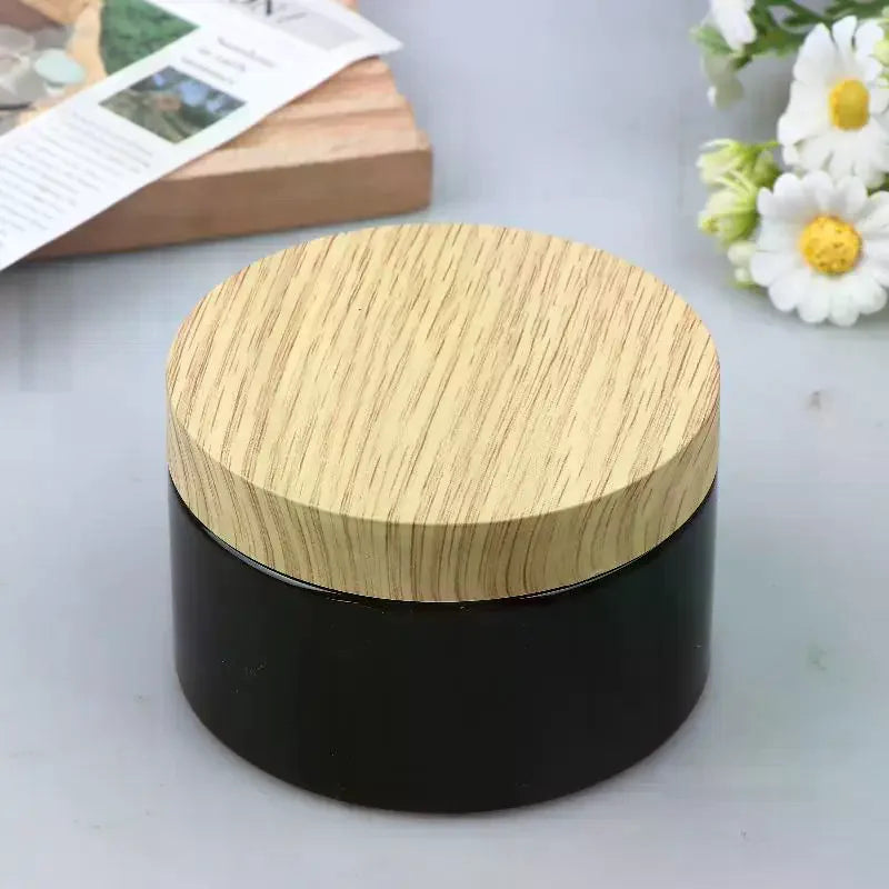 PET Plastic Jars with Wood Texture Lid | 200ml–500ml Empty Containers Cosmetic Storage Jar QXL