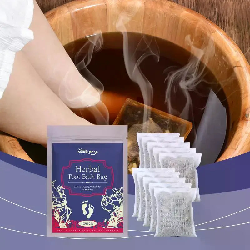 10-Pack Herbal Foot Soak Bags | Wormwood & Sea Salt Kit Herbal Foot Soak QXL